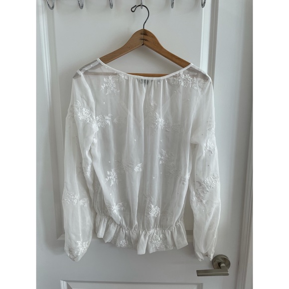 White Sheer Embroidered Shirt - Picture 2 of 2